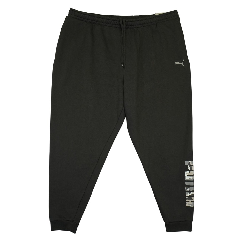Puma Jogger Pants Mens 3XL Black Camo Logo Fleece Sweatpants Drawstring Athletic